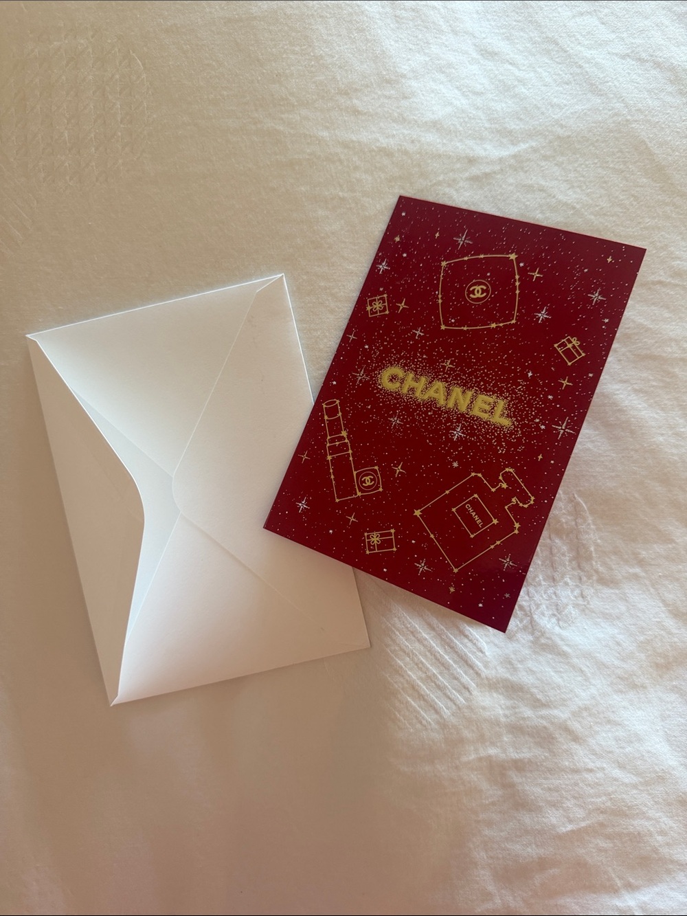 CHANEL Red and Gold greeting Card and Envelope